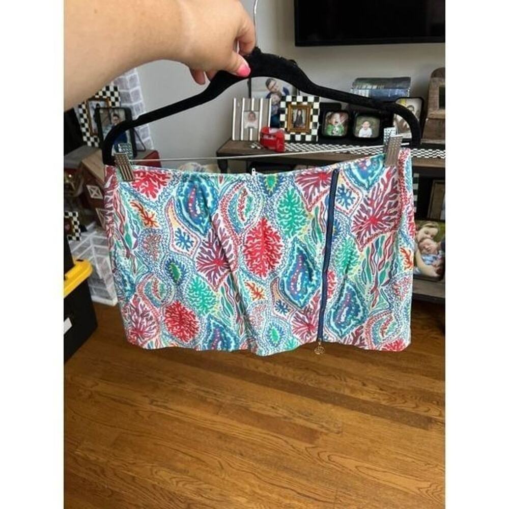 Lilly Pulitzer Auden Let Minnow Coral Reef Skirt‎ Skort Gold Zip Front 8